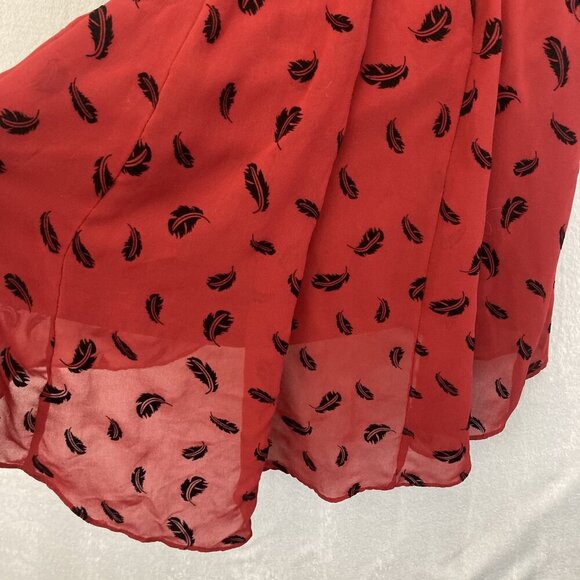 Vintage‎ Y2K Royal Bones Babydoll Dress Small Velvet Feather Chiffon Mini Grunge - Picture 10 of 13